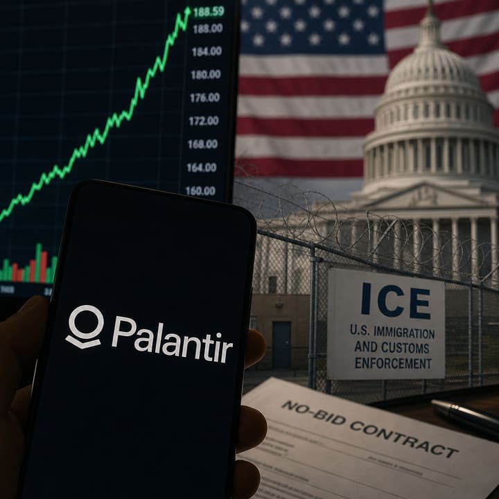Palantir Stock Hits Record High Amid AI Hype, Iran Denial, and a No-Bid ICE Contract